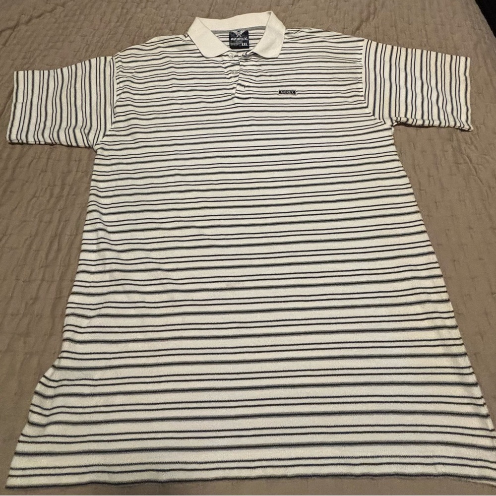 Y2K Avirex Striped Polo Size XXL